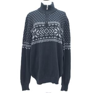 Ragman Men's Blue Gray Cashmere Blend 1/4 Zip Sweater Size Large